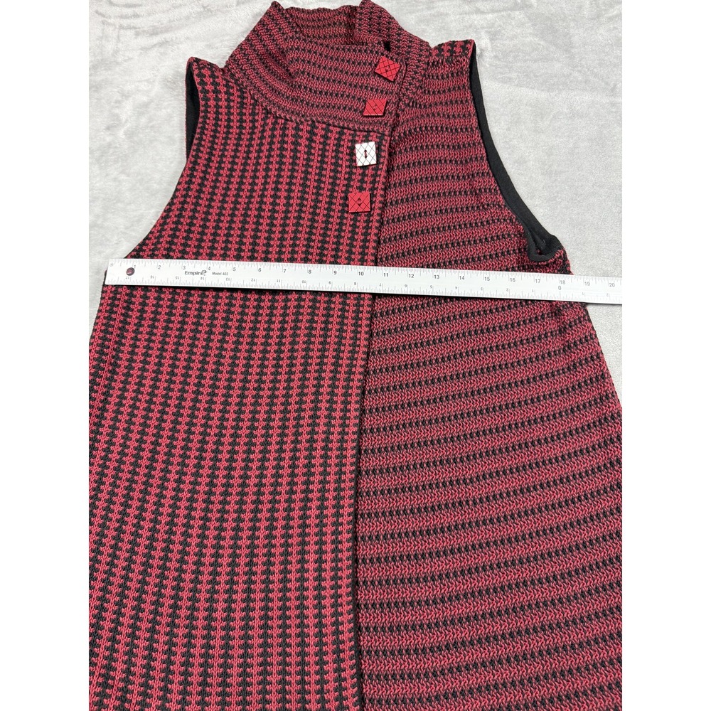 Habitat Sweater Womens Small Red Black Button Knit Vest Asymmetric Artsy Top - Picture 10 of 11